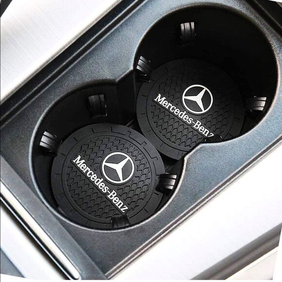 Mercedes Benz cup Coasters in black. Set of 2 NWT - Picture 5 of 10